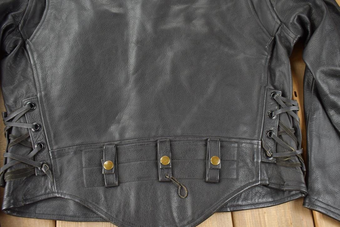 Vintage 1990s Black Leather Fringe Jacket Men's Large from propervintagecanada