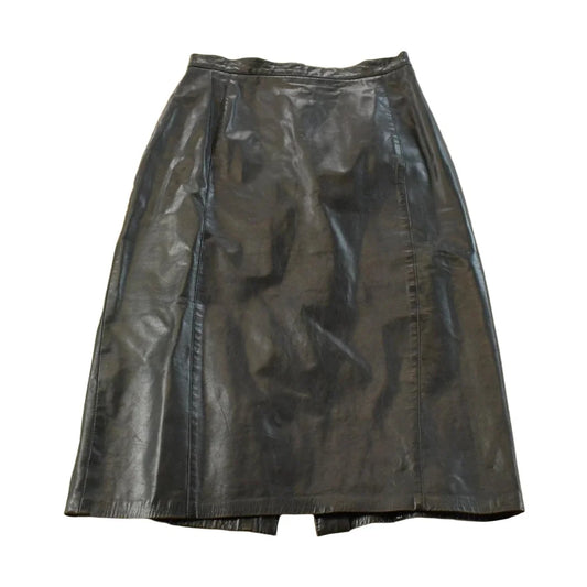 Vintage 1990s Black Leather Skirt Women's 8 from propervintagecanada