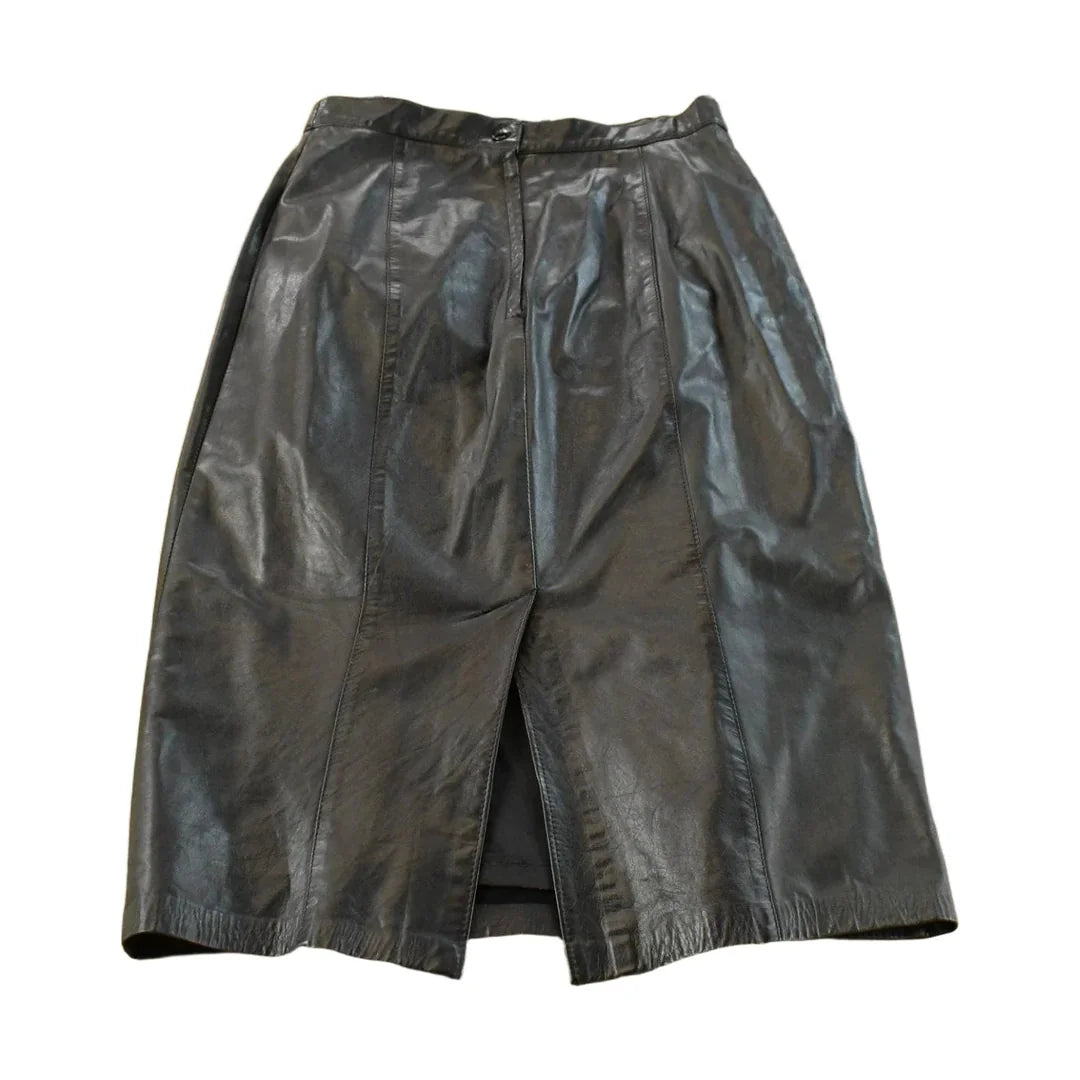 Vintage 1990s Black Leather Skirt Women's 8 from propervintagecanada