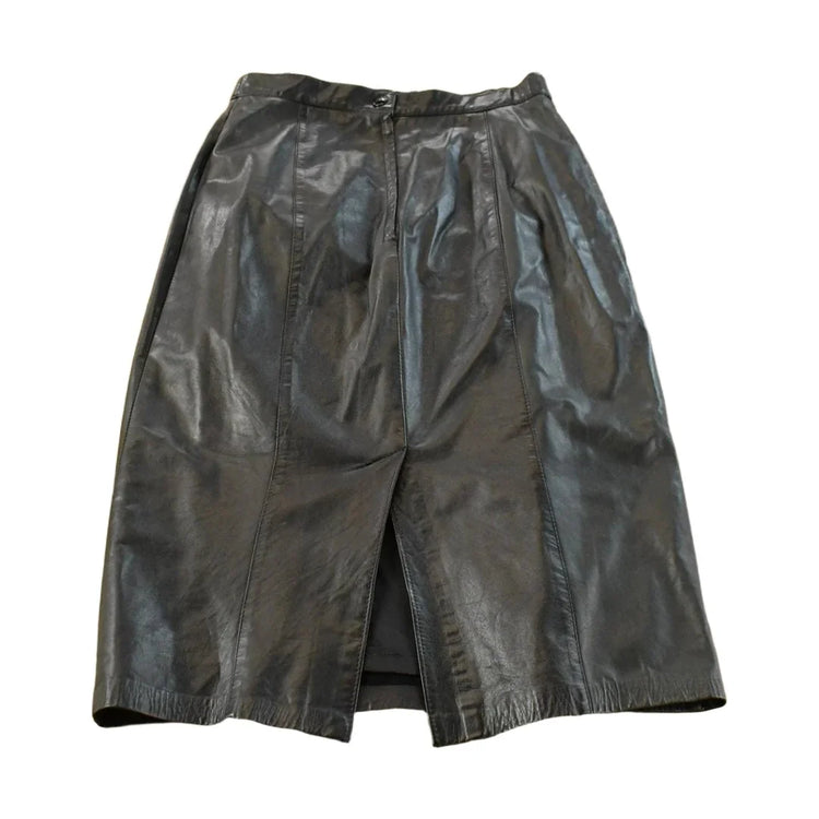 Vintage 1990s Black Leather Skirt Women's 8 from propervintagecanada