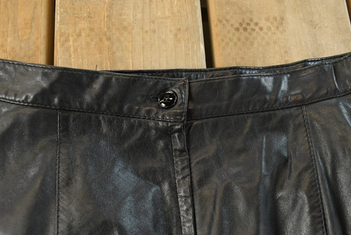 Vintage 1990s Black Leather Skirt Women's 8 from propervintagecanada