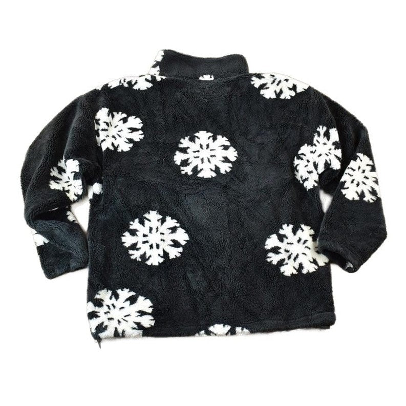 Vintage 1990s Black Mountain AOP Snowflake Fleece Outdoorsman Sweater Men's Large from propervintagecanada