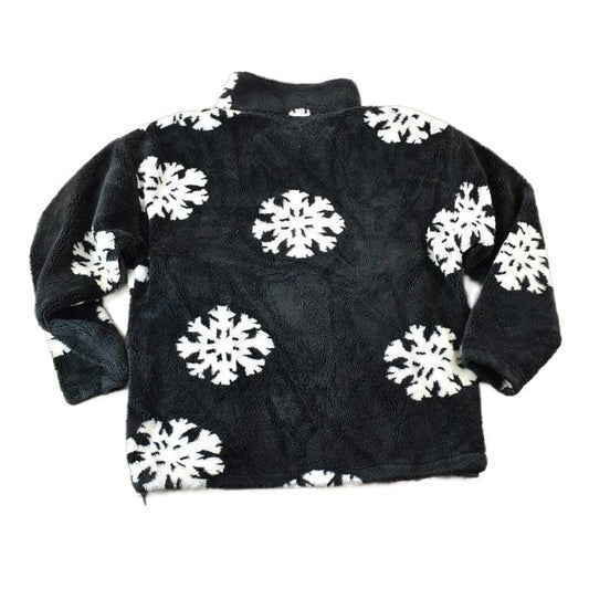 Vintage 1990s Black Mountain AOP Snowflake Fleece Outdoorsman Sweater Men's Large from propervintagecanada