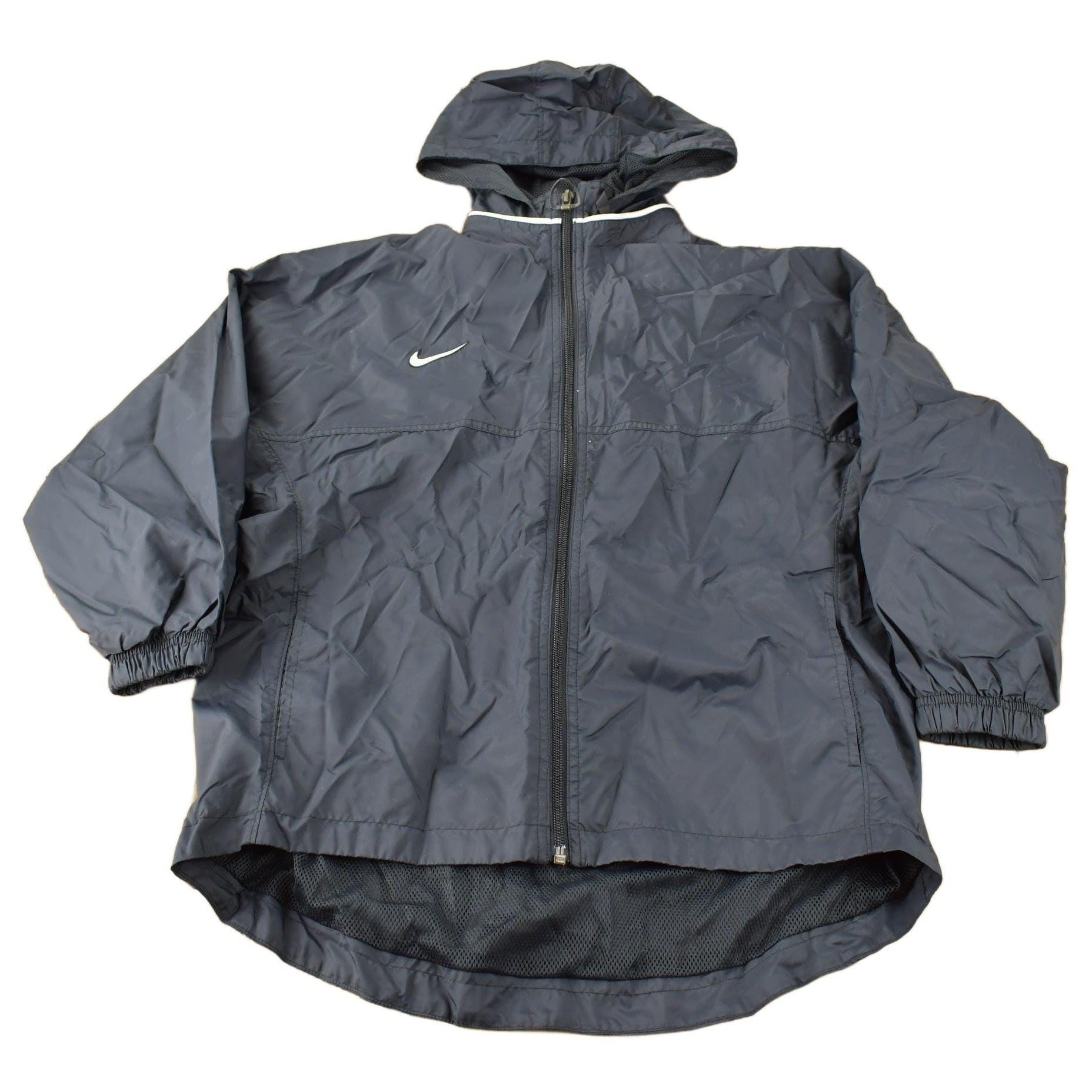 Vintage 1990s Black Nike Mini Swoosh Women's Windbreaker Jacket Size M from propervintagecanada