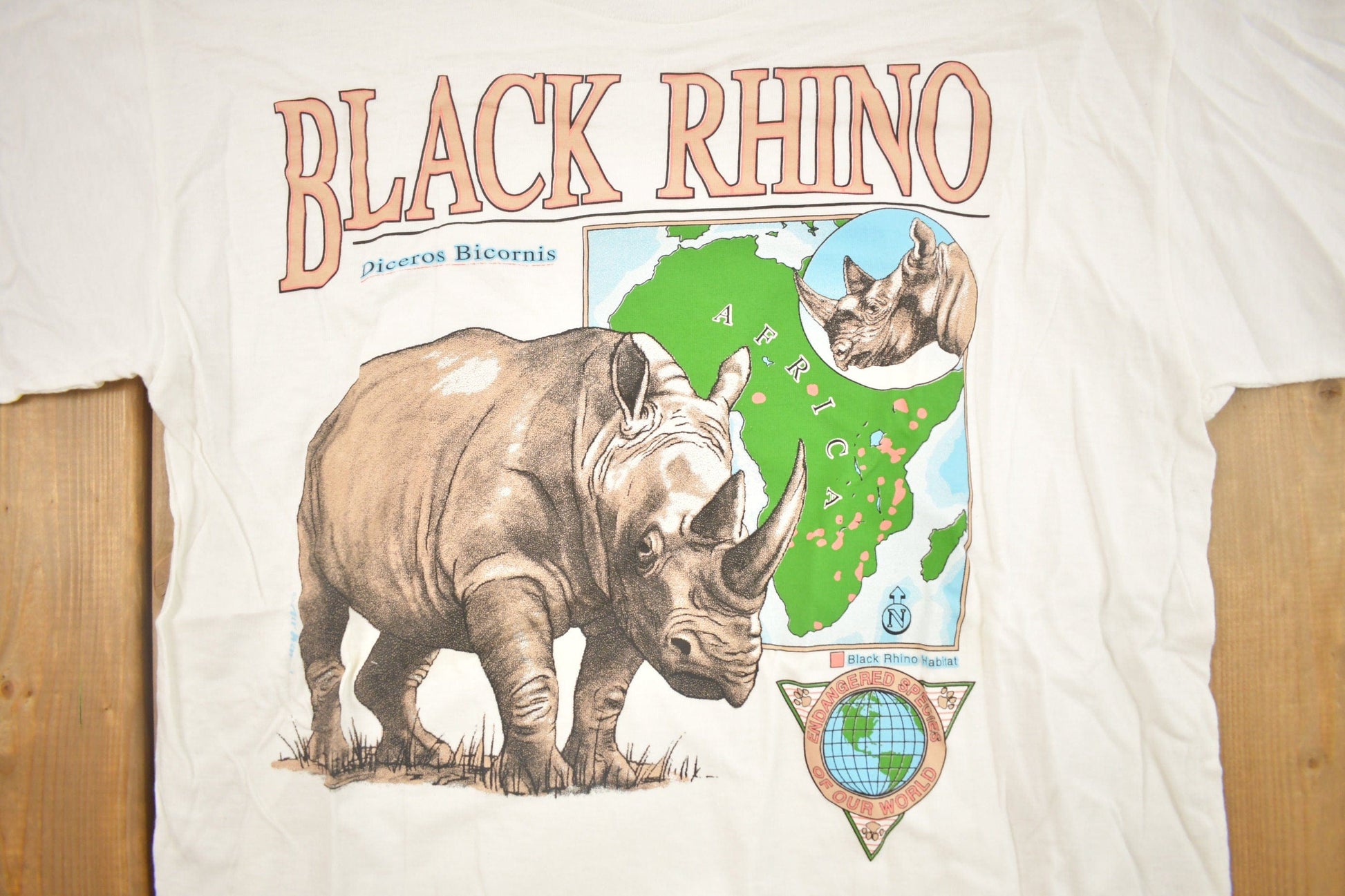 Vintage 1990s Black Rhino Graphic T-Shirt Men's Small from propervintagecanada