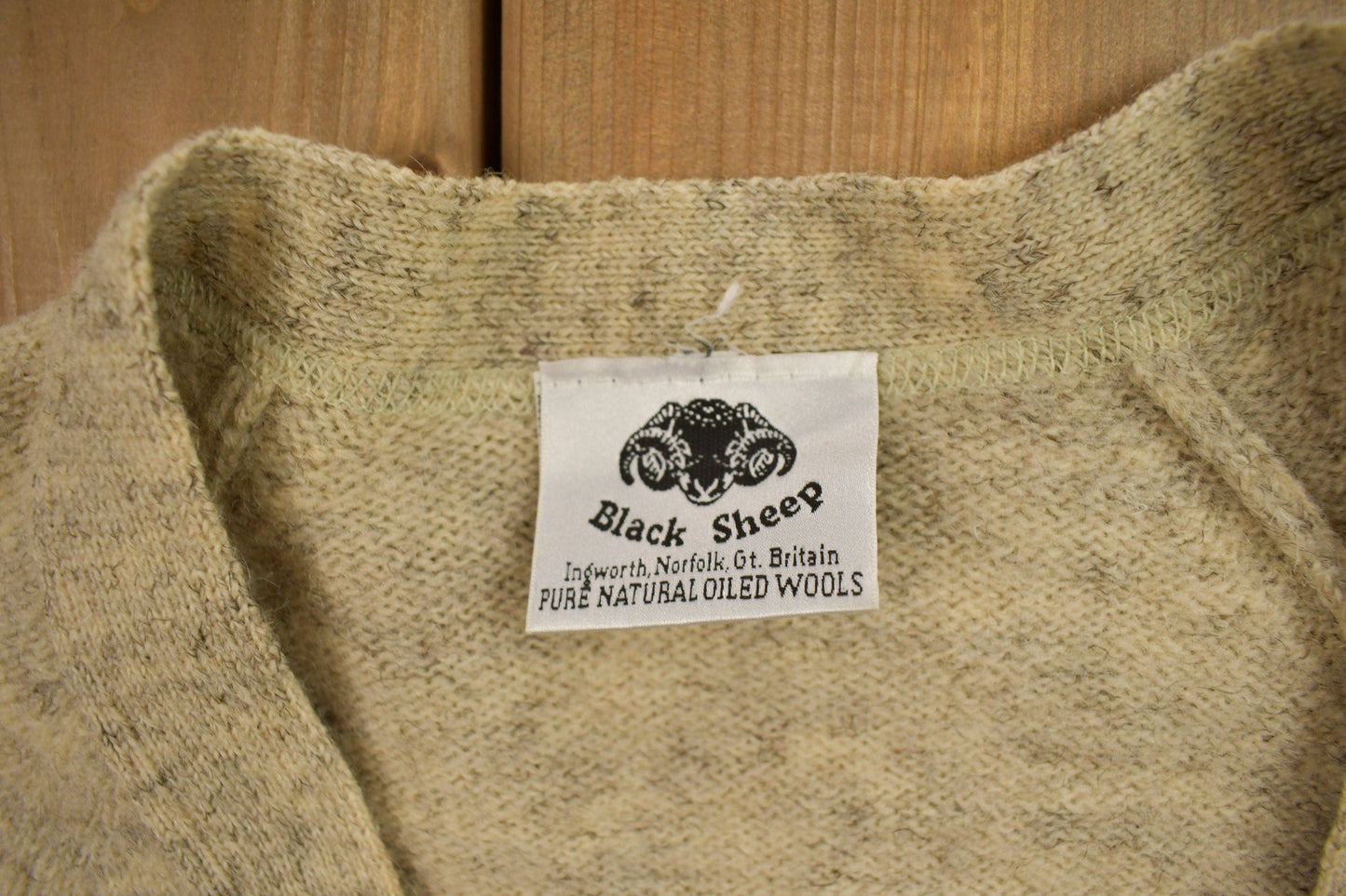 Vintage 1990s Black Sheep Knit Wool Cardigan Sweater Men's Medium from propervintagecanada