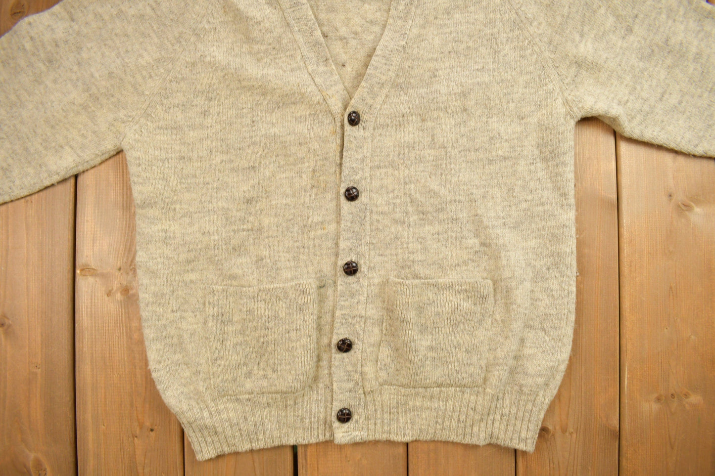 Vintage 1990s Black Sheep Knit Wool Cardigan Sweater Men's Medium from propervintagecanada
