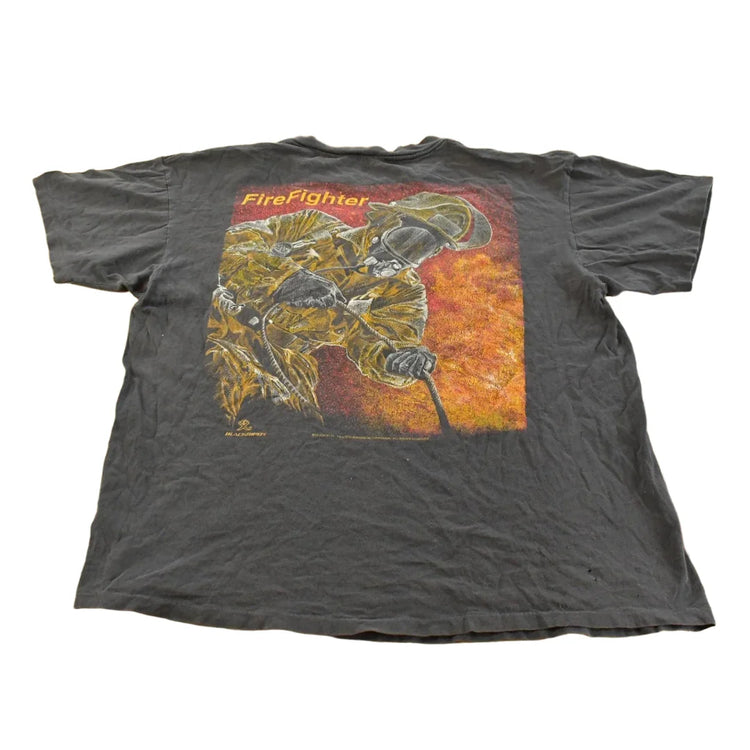 Vintage 1990s Blackbird Firefighters Graphic T-Shirt Men's XL from propervintagecanada