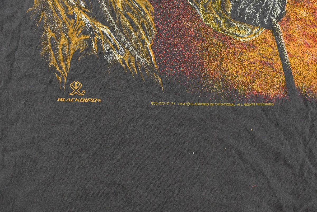 Vintage 1990s Blackbird Firefighters Graphic T-Shirt Men's XL from propervintagecanada