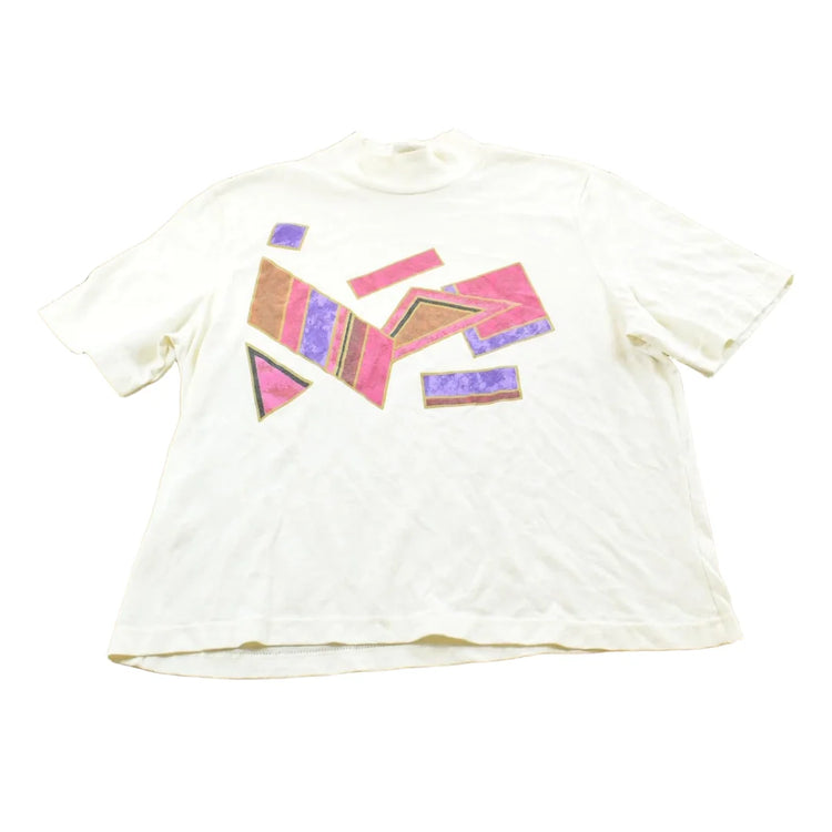 Vintage 1990s Blair Abstract Mock Neck Graphic T Shirt Mens M from propervintagecanada