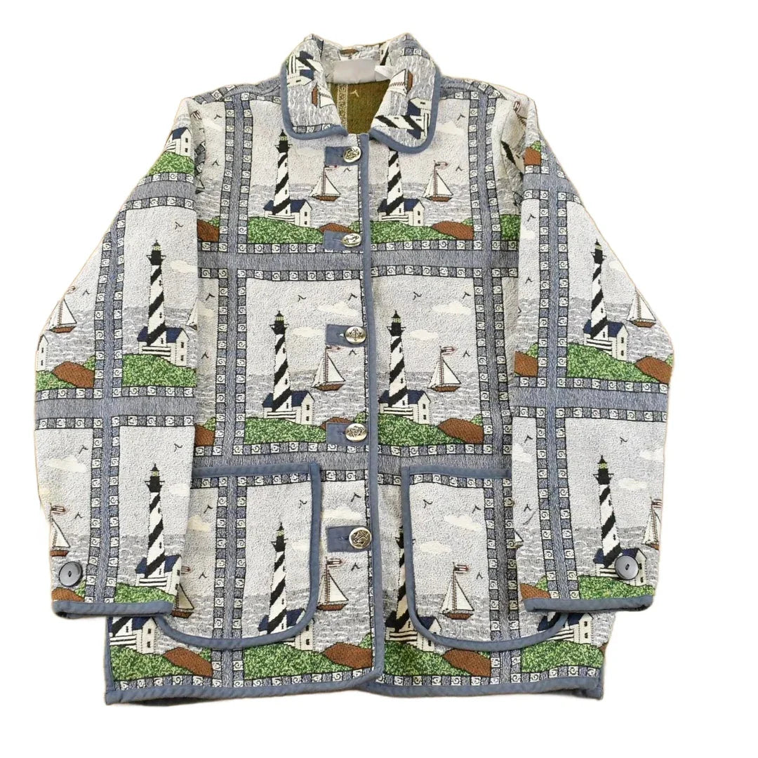 Vintage 1990s Blair Button Up Patch Work Tapestry Jacket Women's Medium from propervintagecanada