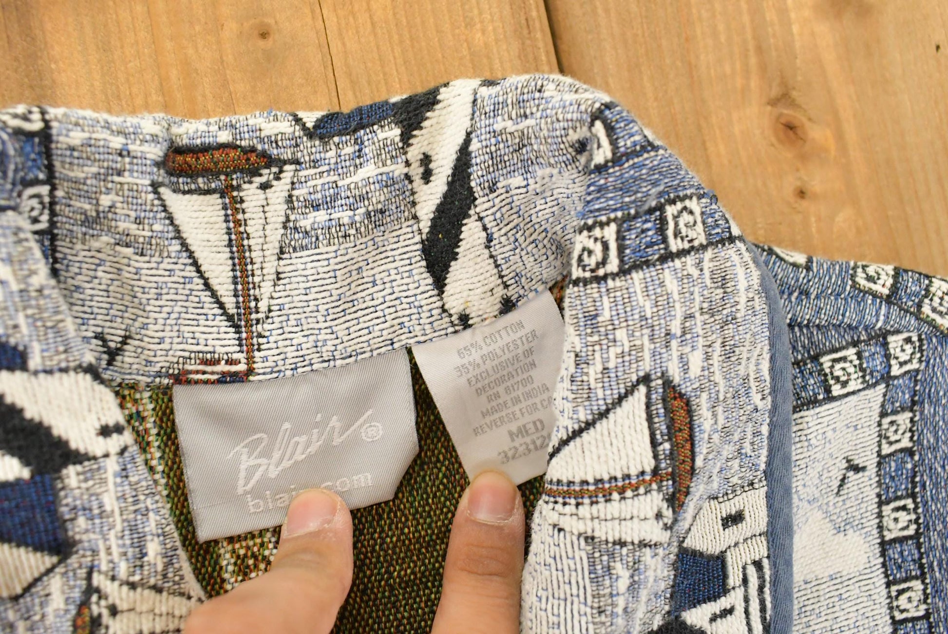 Vintage 1990s Blair Button Up Patch Work Tapestry Jacket Women's Medium from propervintagecanada