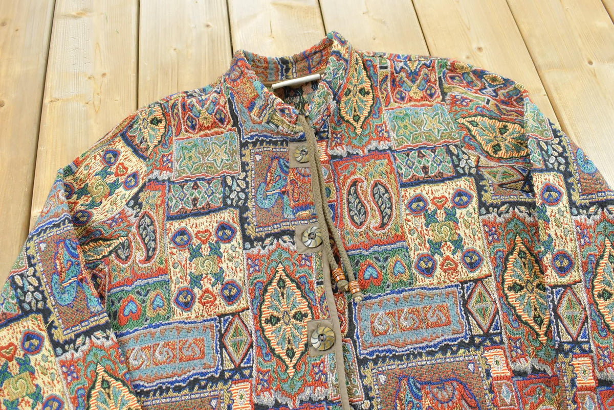 Vintage 1990s Blair Two Twenty Button Up Paisley Tapestry Jacket Women's L from propervintagecanada