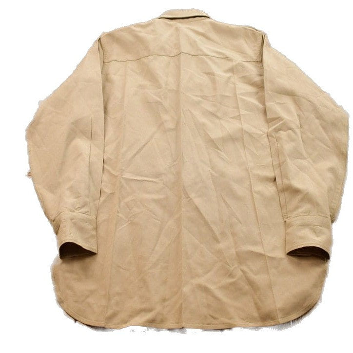 Vintage 1990s Blank Beige Button Up Shirt Men's Medium from propervintagecanada