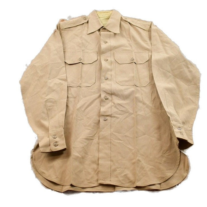 Vintage 1990s Blank Beige Button Up Shirt Men's Medium from propervintagecanada