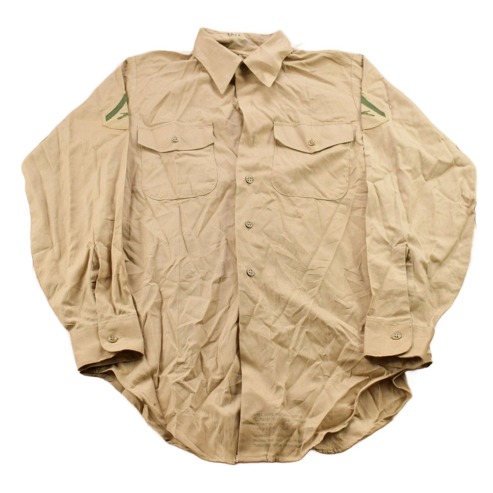 Vintage 1990s Blank Beige M.C. Military Button Up Shirt Men's MMen's Medium from propervintagecanada