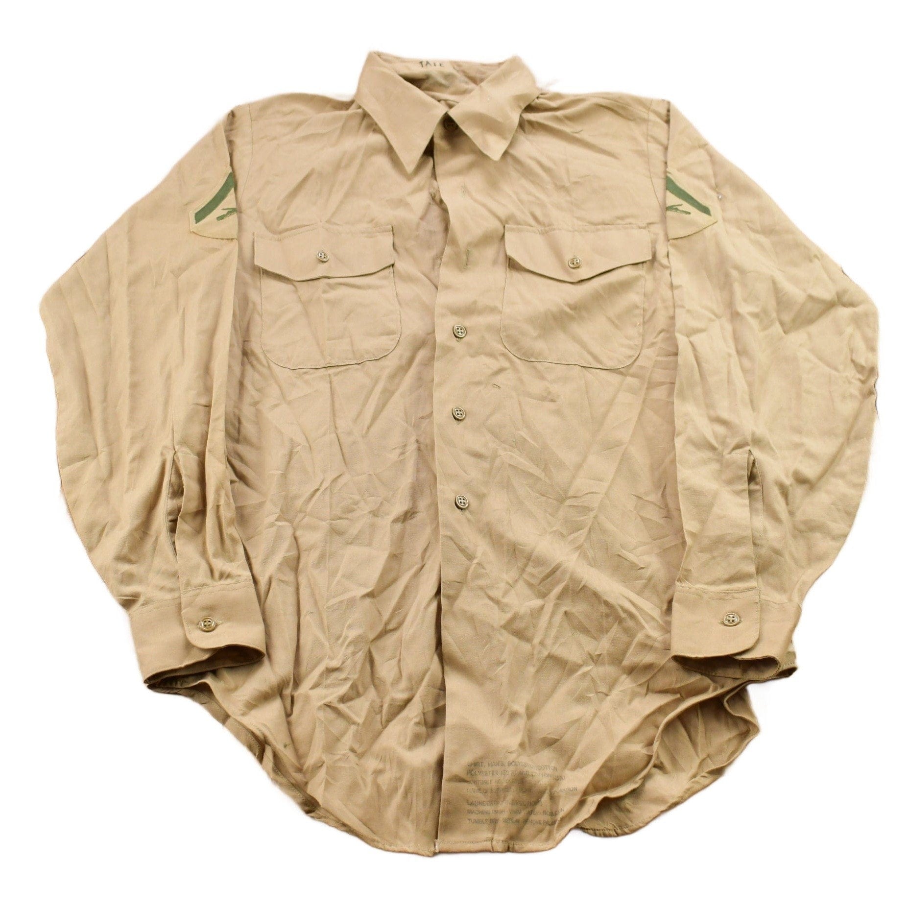 Vintage 1990s Blank Beige M.C. Military Button Up Shirt Men's MMen's Medium from propervintagecanada