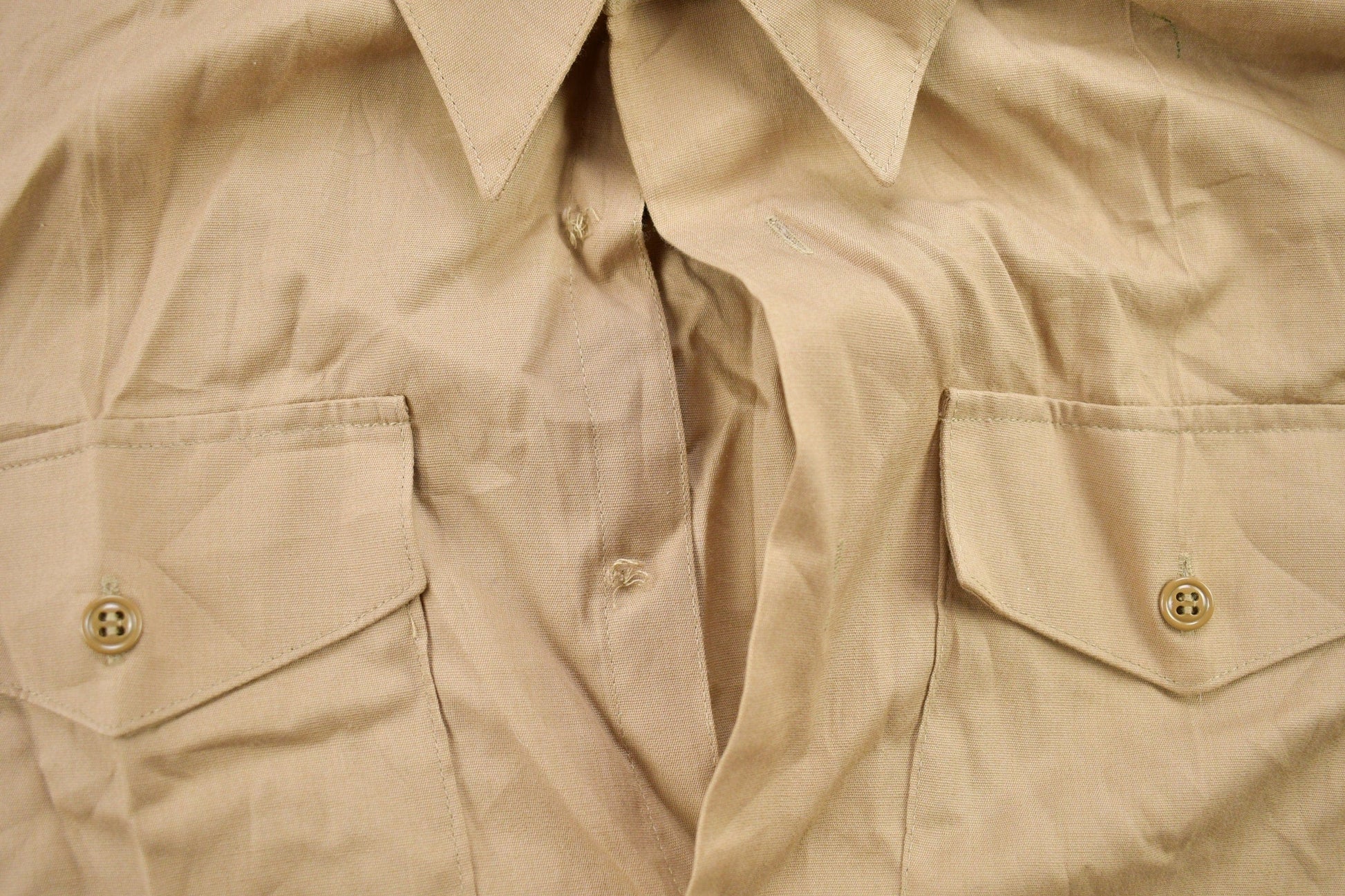 Vintage 1990s Blank Beige M.C. Military Button Up Shirt Men's MMen's Medium from propervintagecanada