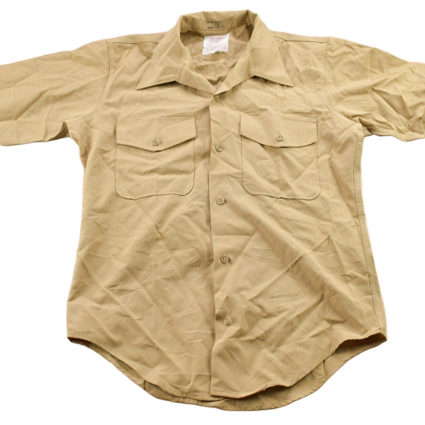 Vintage 1990s Blank Beige U.S.M.C. Military Button Up Shirt Men's MMen's Medium from propervintagecanada