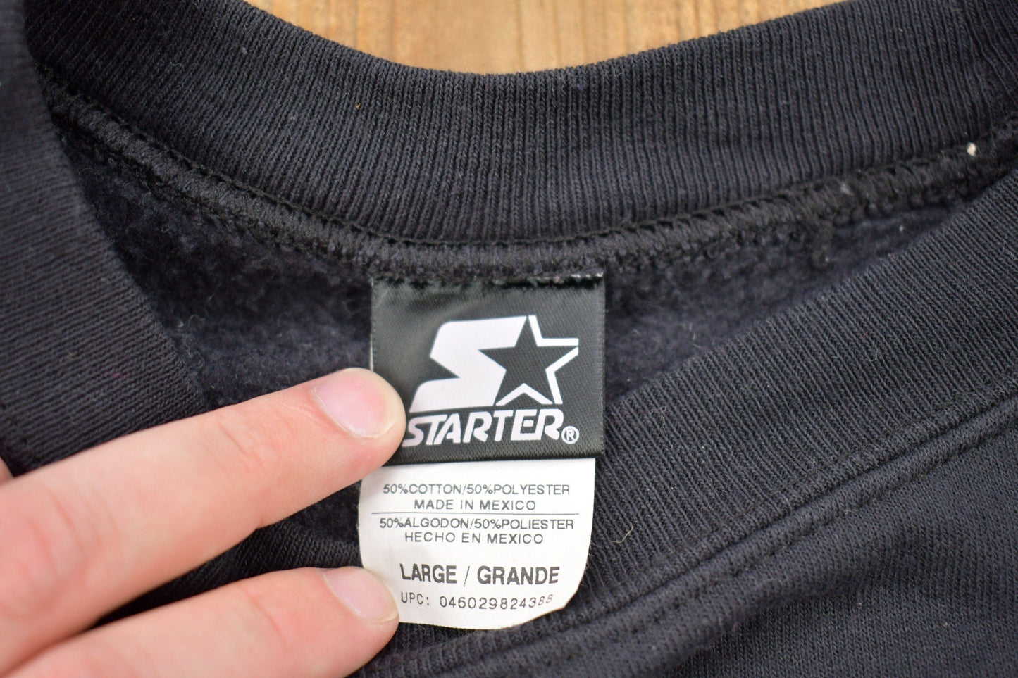 Vintage 1990s Blank Black Starter Crewneck SweatshirtMen's Medium