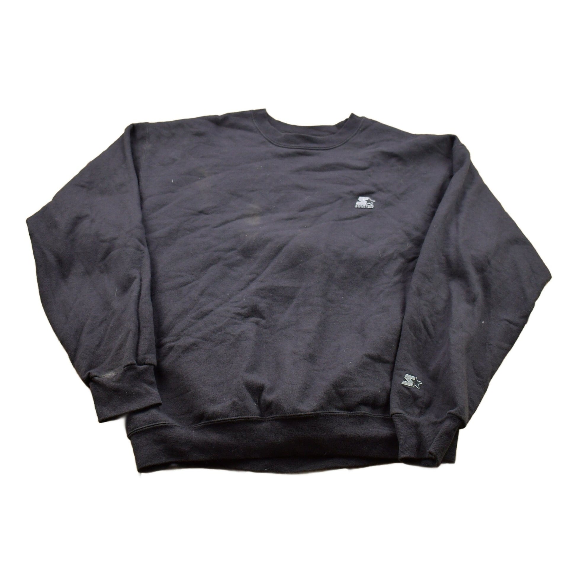 Vintage 1990s Blank Black Starter Crewneck SweatshirtMen's Medium from propervintagecanada