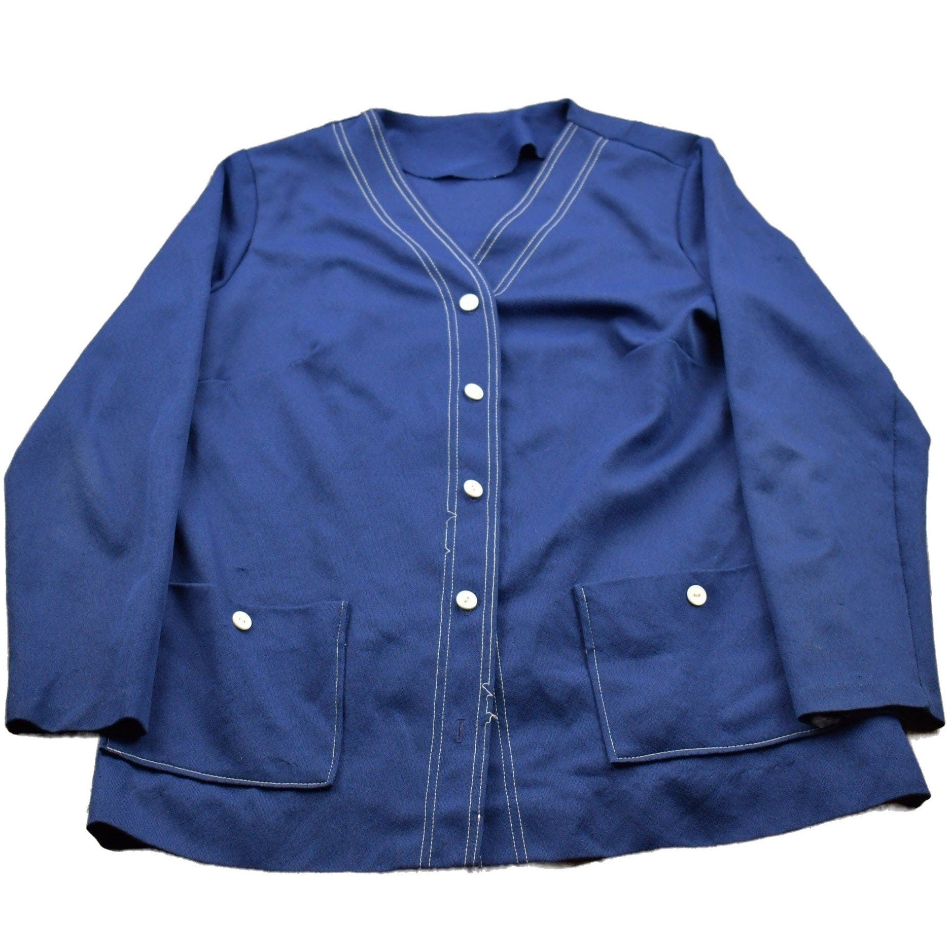 Vintage 1990s Blank Blue Button Up Shirt Men's Medium from propervintagecanada
