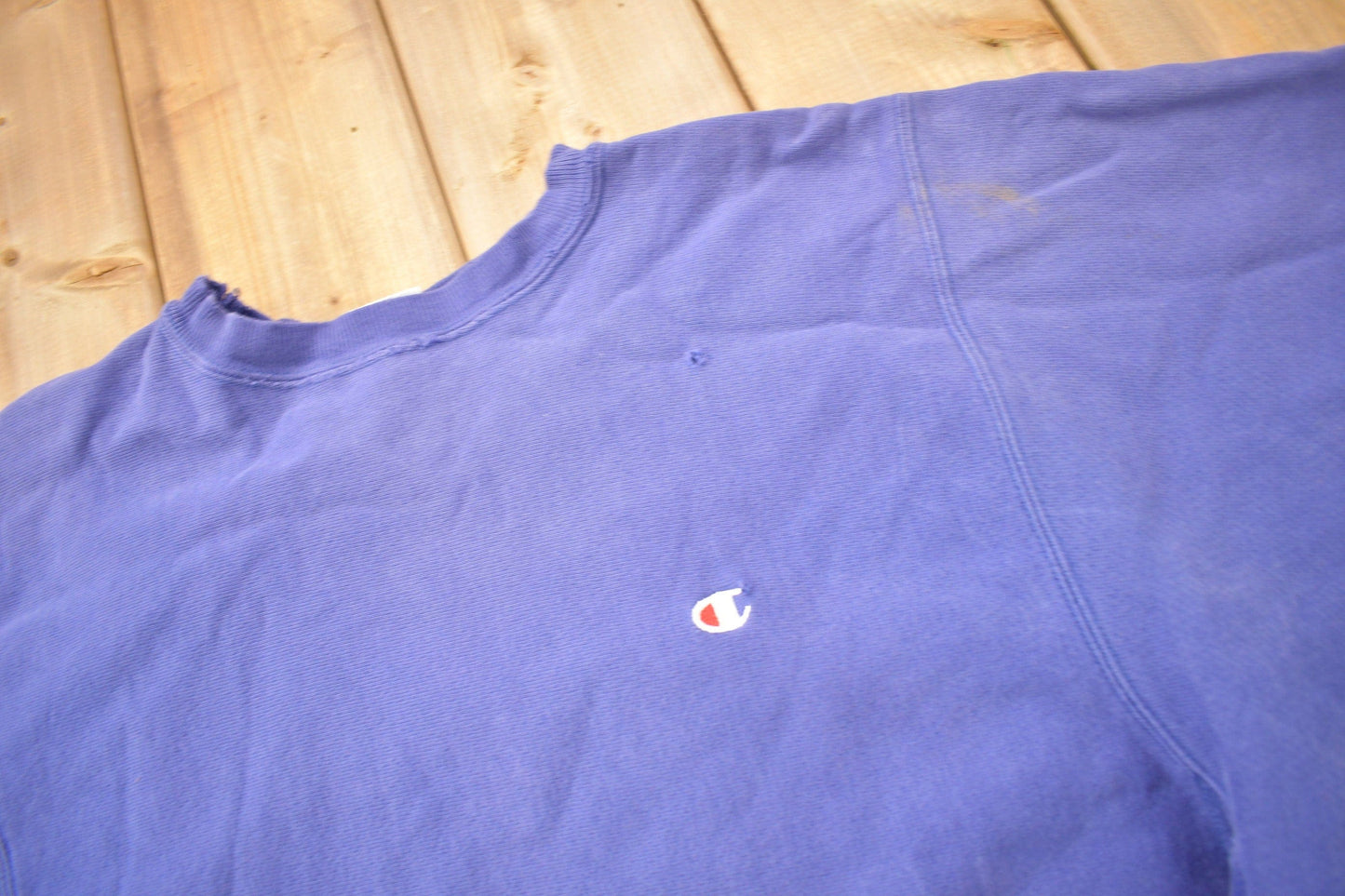 Vintage 1990s Blank Blue Champion Reverse Weave Crewneck Men's XL from propervintagecanada