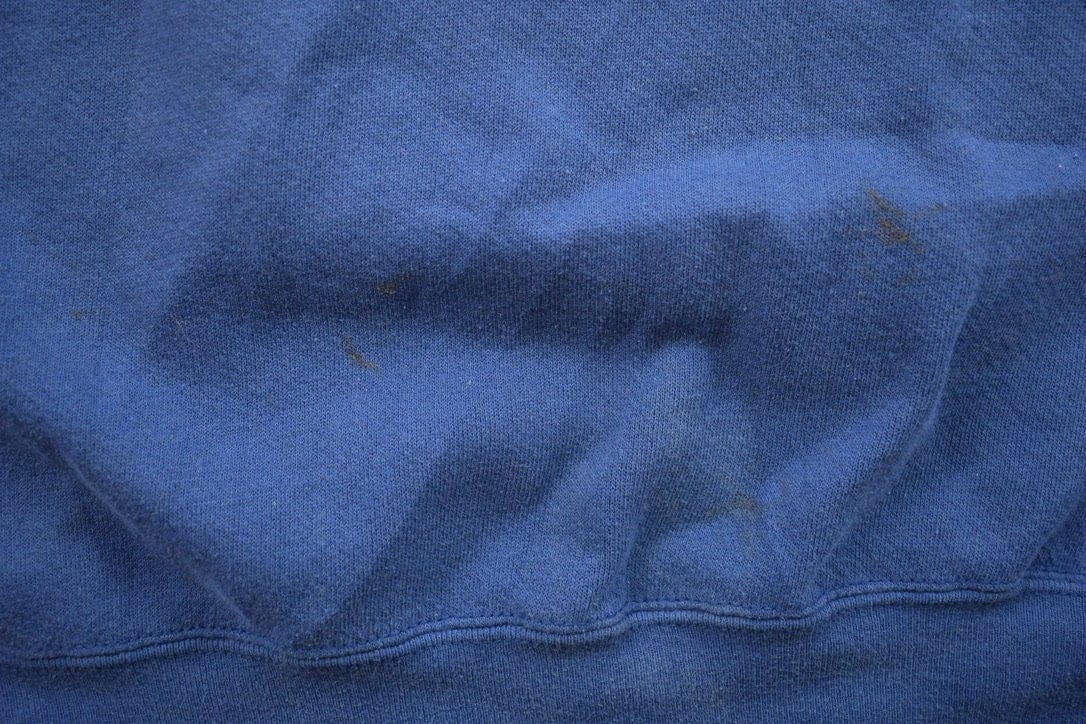 Vintage 1990s Blank Blue Crewneck Sweatshirt Men's 2XL from propervintagecanada