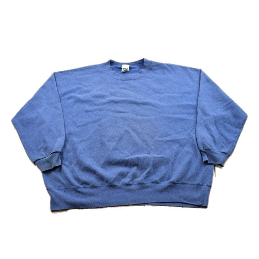 Vintage 1990s Blank Blue Crewneck Sweatshirt Men's 2XL from propervintagecanada