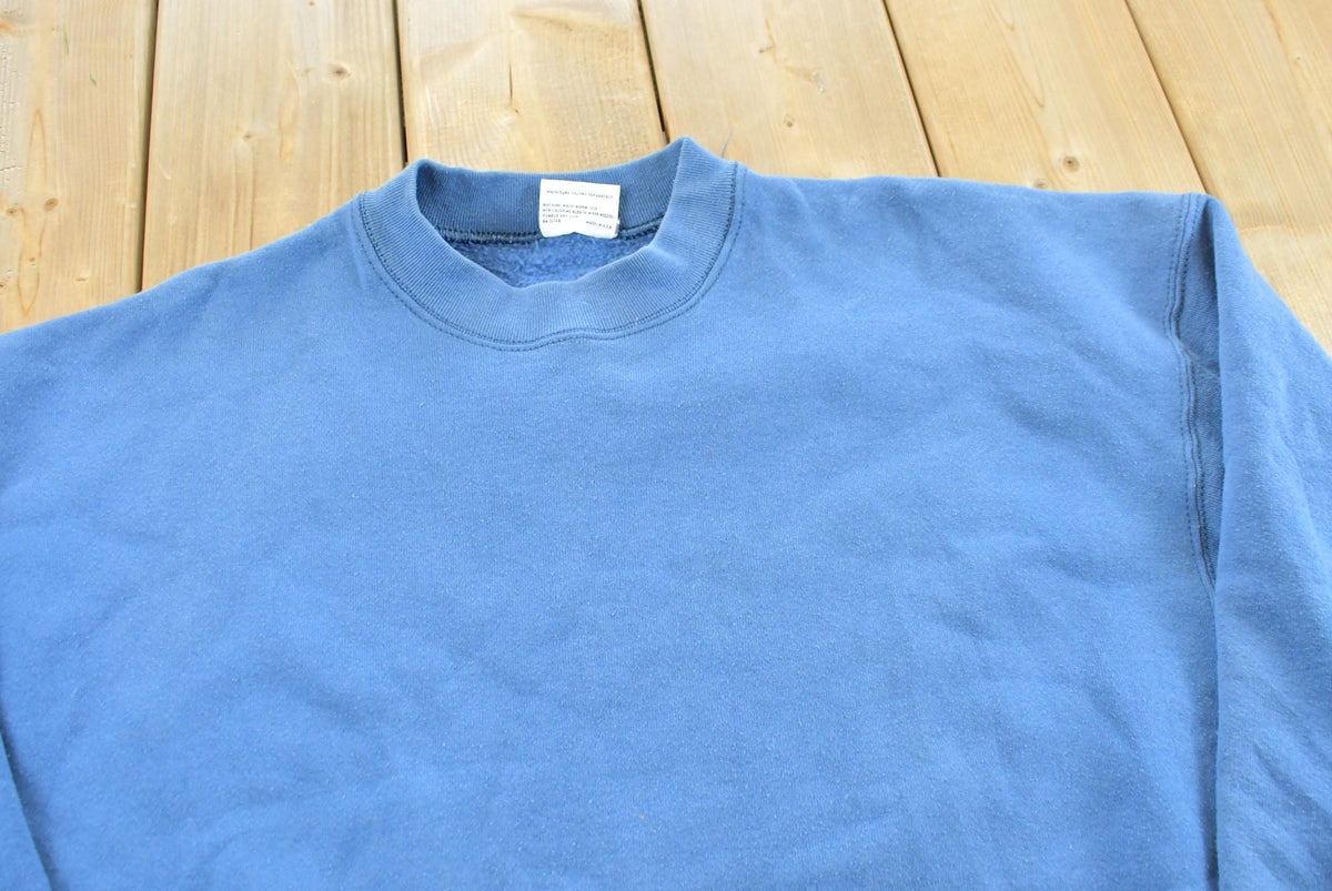 Vintage 1990s Blank Blue Crewneck Sweatshirt Men's XL from propervintagecanada