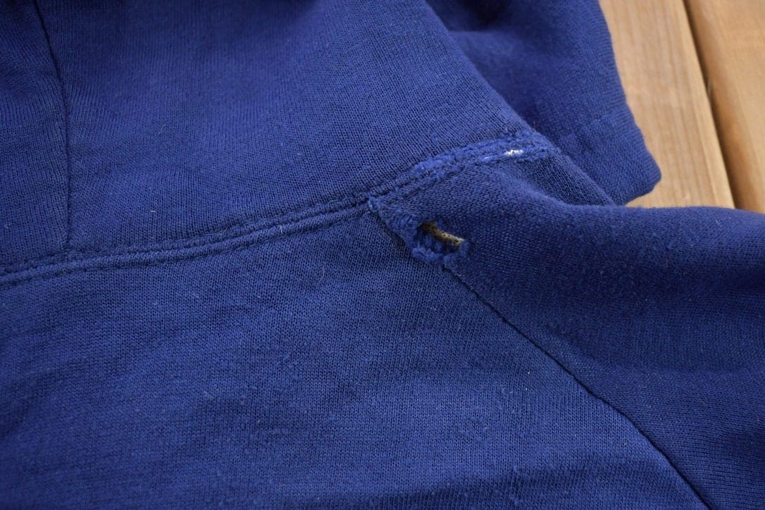 Vintage 1990s Blank Blue Thermal Lined Zip Up Hoodie Men's MMen's Medium from propervintagecanada