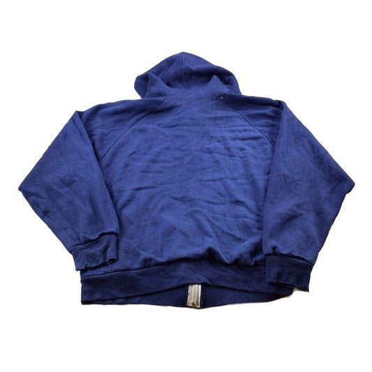 Vintage 1990s Blank Blue Thermal Lined Zip Up Hoodie Men's MMen's Medium from propervintagecanada