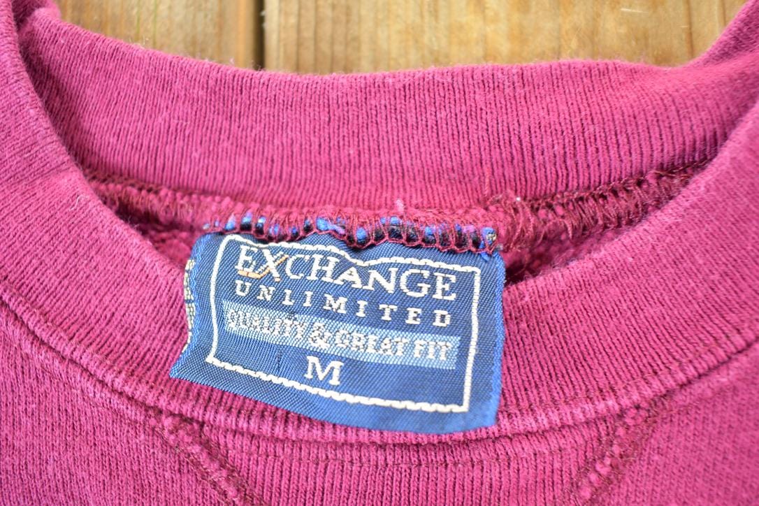 Vintage 1990s Blank Burgundy Exhange Unlimited Crewneck Sweatshirt Mens M from propervintagecanada