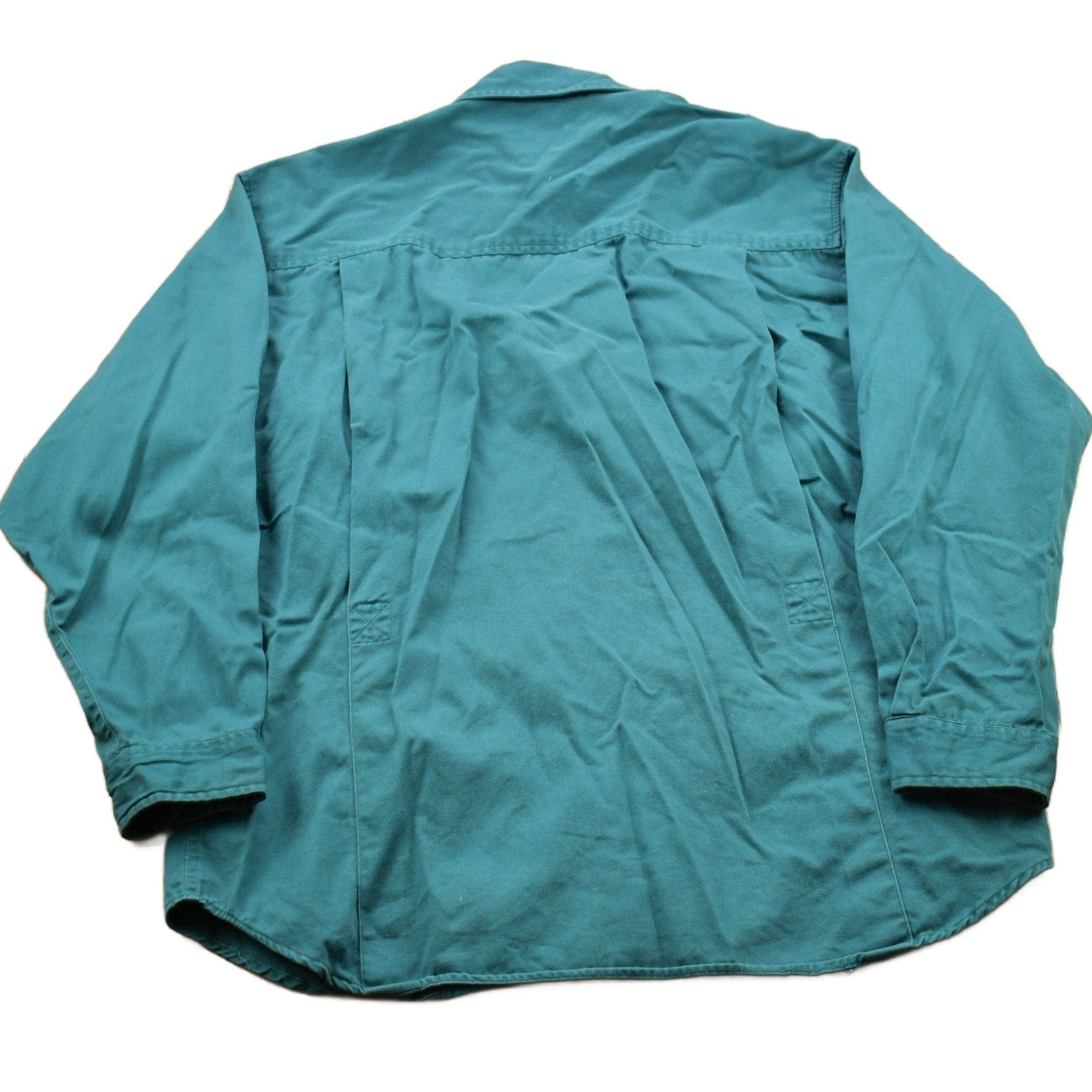 Vintage 1990s Blank Green Button Up Shirt Men's Medium from propervintagecanada