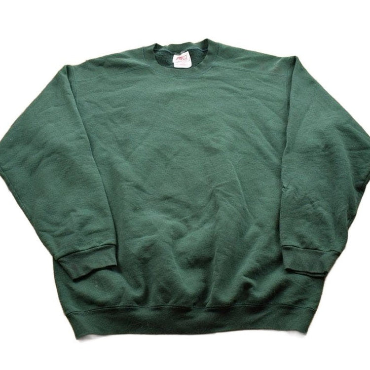 Vintage 1990s Blank Green Crewneck Sweatshirt Men's XL from propervintagecanada