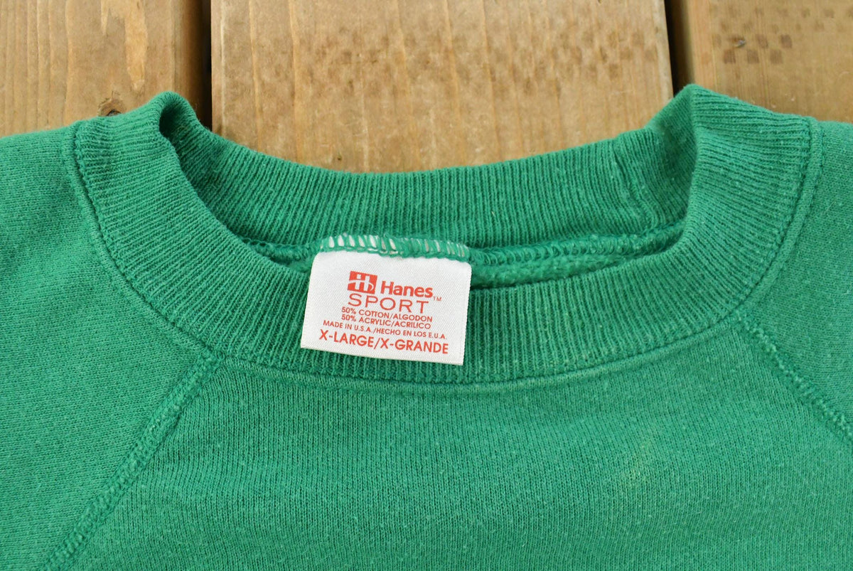 Vintage 1990s Blank Green Hanes Sport Crewneck Sweatshirt Men's L from propervintagecanada