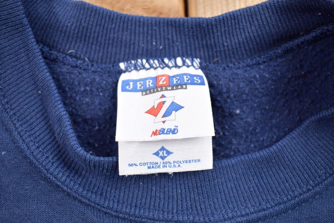 Vintage 1990s Blank Navy Blue Crewneck Sweatshirt from propervintagecanada