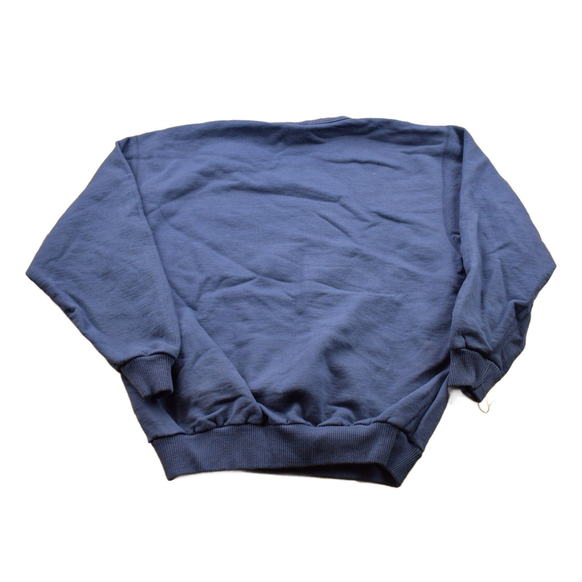 Vintage 1990s Blank Navy Blue Crewneck Sweatshirt Men's Small from propervintagecanada