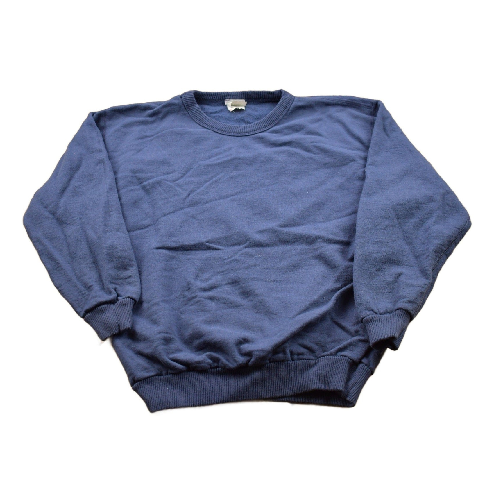 Vintage 1990s Blank Navy Blue Crewneck Sweatshirt Men's Small from propervintagecanada
