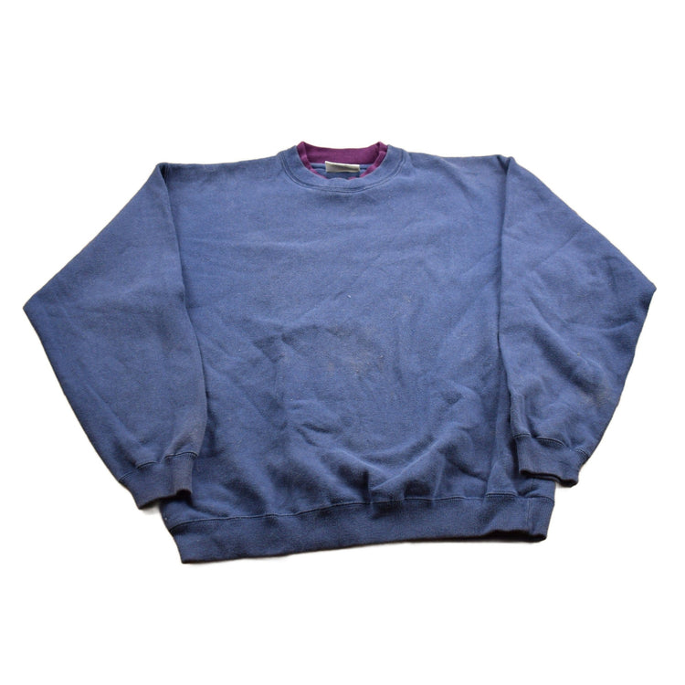 Vintage 1990s Blank Navy Blue Crewneck Sweatshirt Men's Small from propervintagecanada