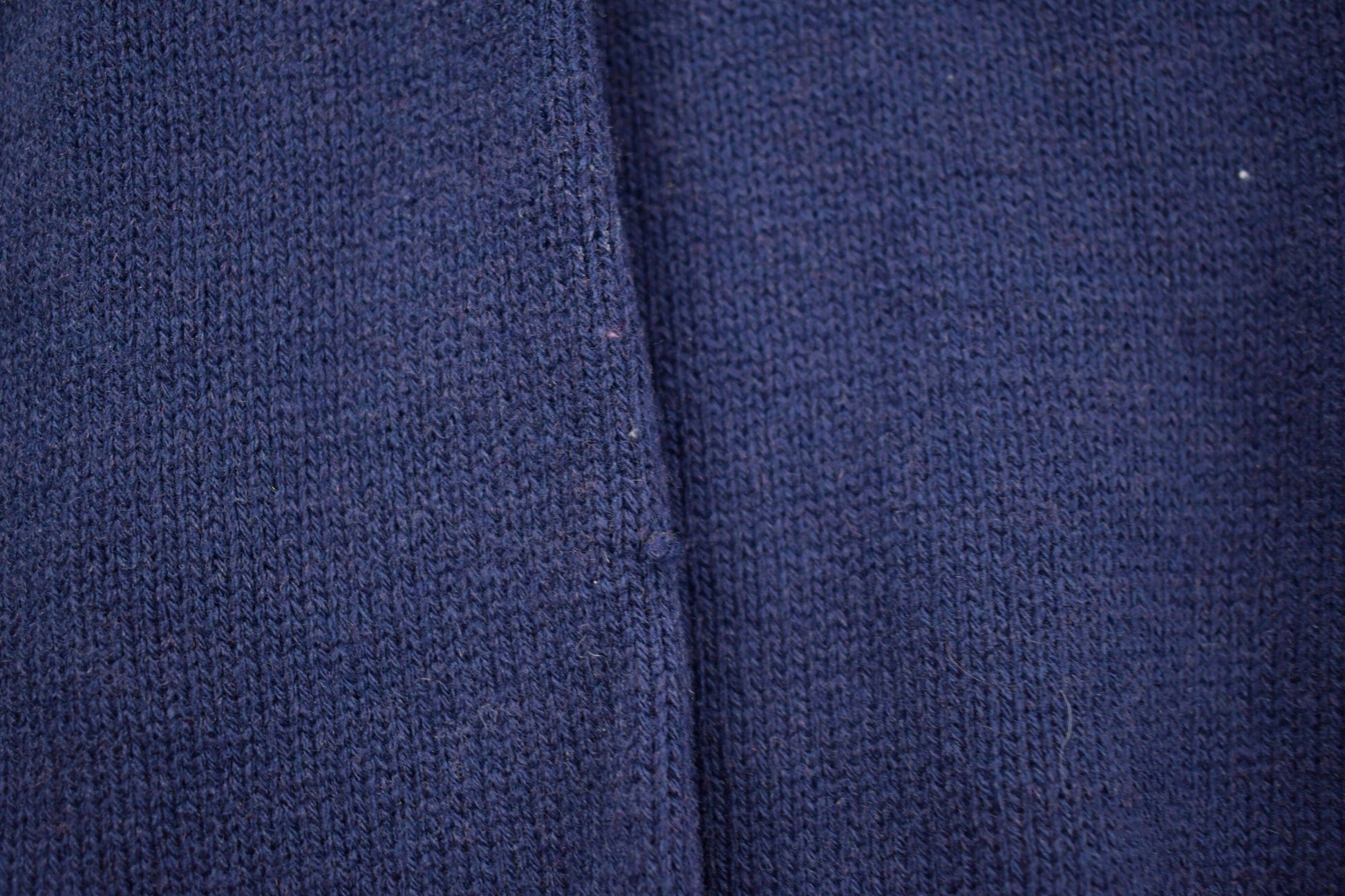 Vintage 1990s Blank Navy Blue Knitted Crewneck Sweater Men's Large from propervintagecanada