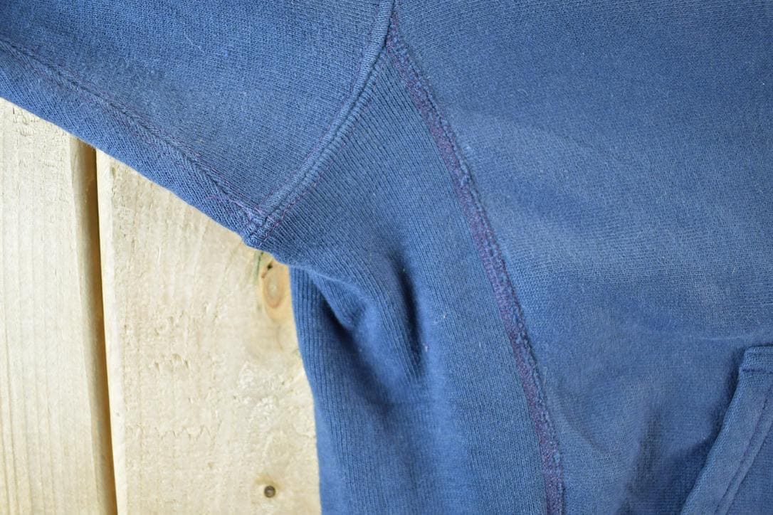 Vintage 1990s Blank Navy Cross Grain Hoodie Sweatshirt Mens L from propervintagecanada