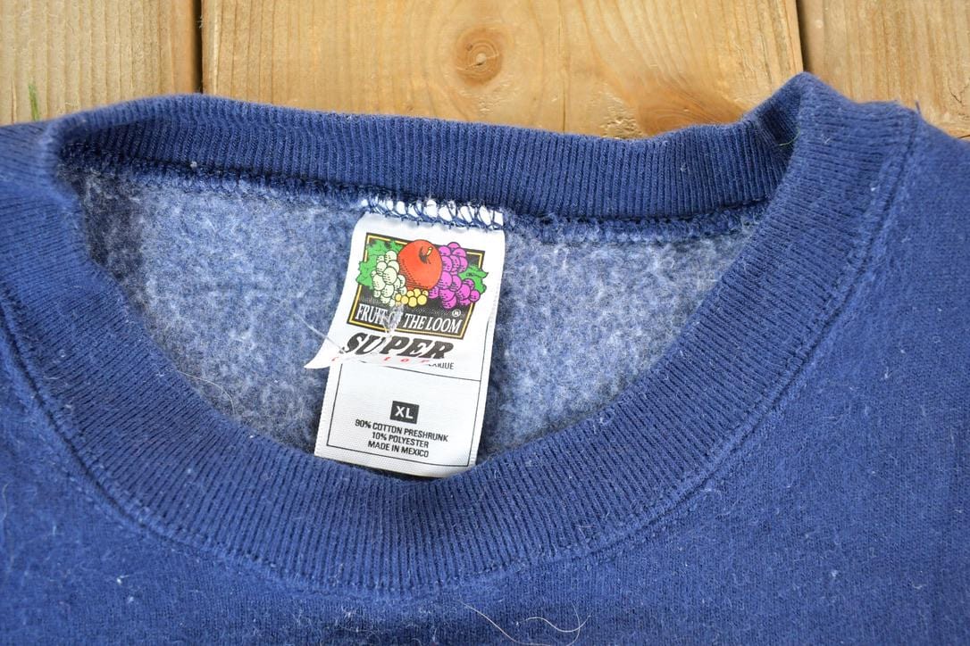 Vintage 1990s Blank Navy Heavyweight Crewneck Sweatshirt Made In USA Men's XL from propervintagecanada