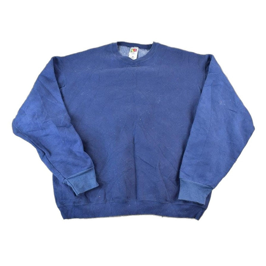 Vintage 1990s Blank Navy Heavyweight Crewneck Sweatshirt Made In USA Men's XL from propervintagecanada