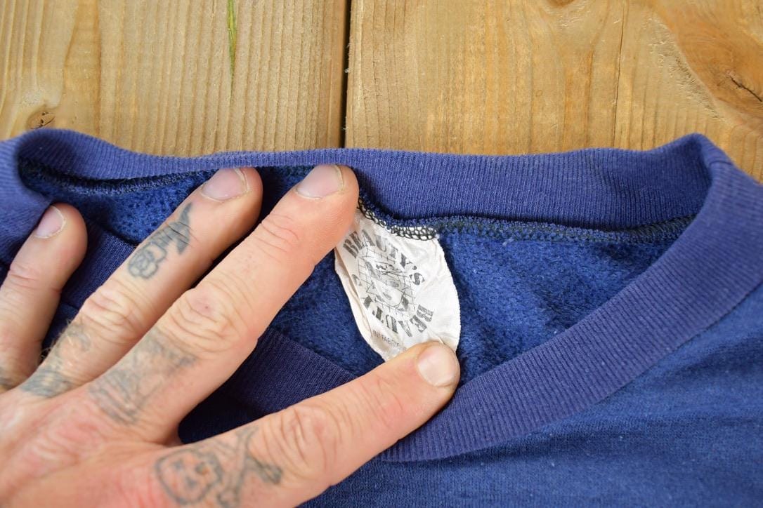 Vintage 1990s Blank Navy Souvenir Crewneck Sweatshirt Made In USA Men's XL from propervintagecanada