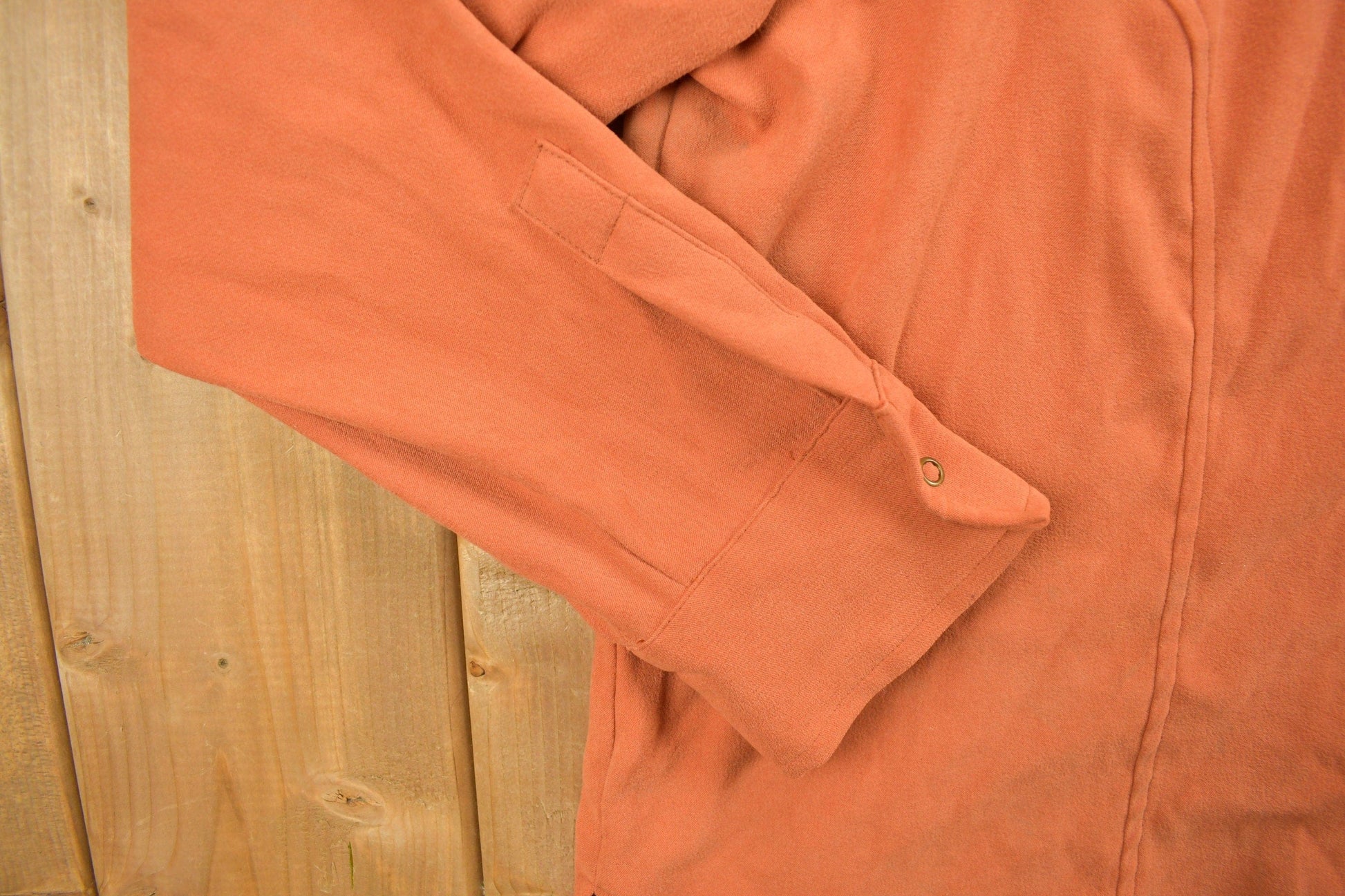 Vintage 1990s Blank Orange Button Up Shirt Men's Large from propervintagecanada