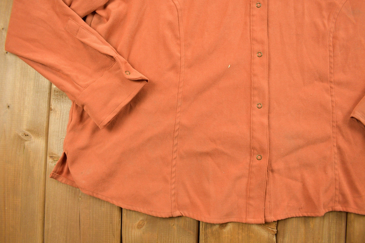 Vintage 1990s Blank Orange Button Up Shirt Men's Large from propervintagecanada