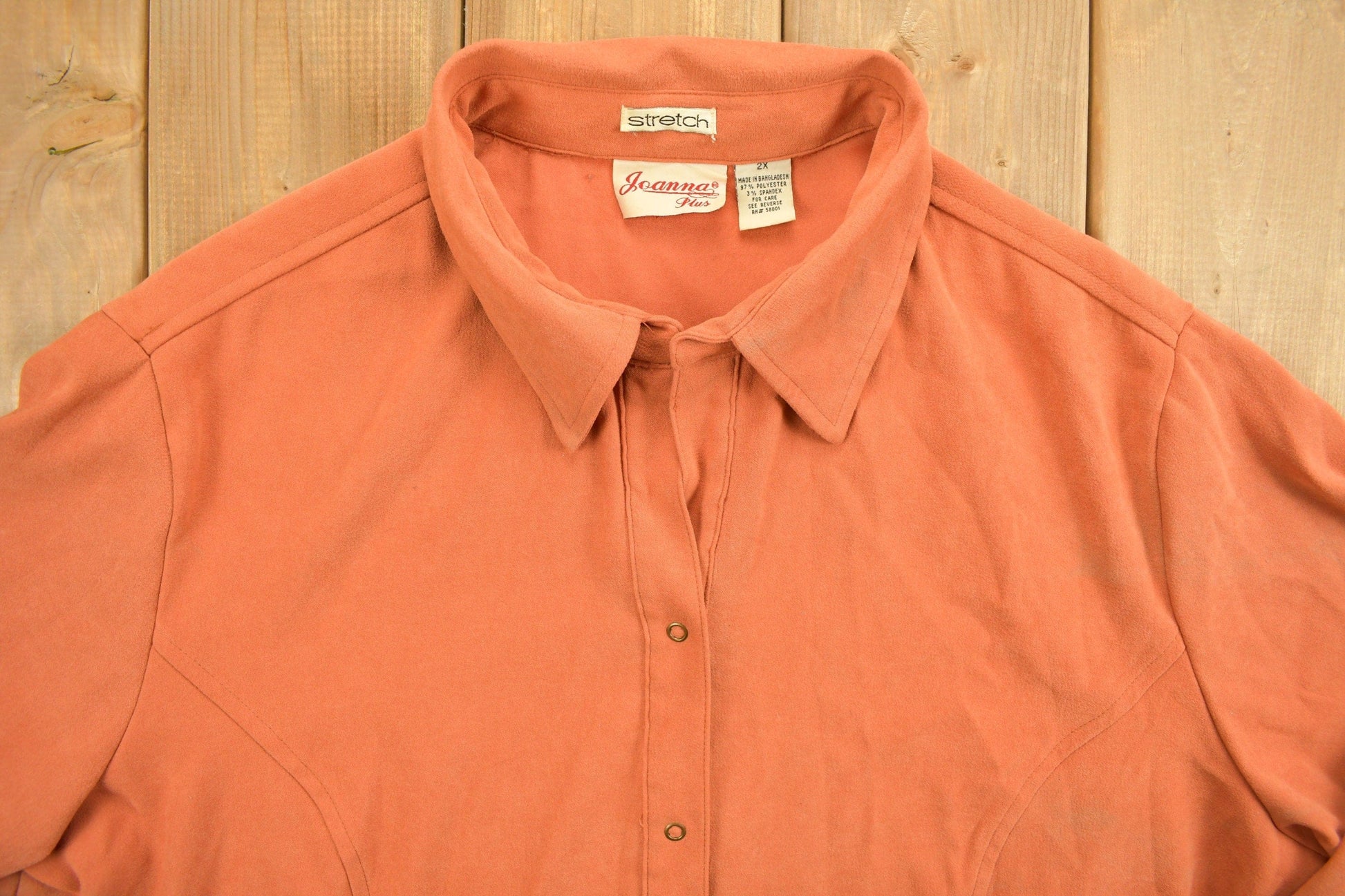 Vintage 1990s Blank Orange Button Up Shirt Men's Large from propervintagecanada