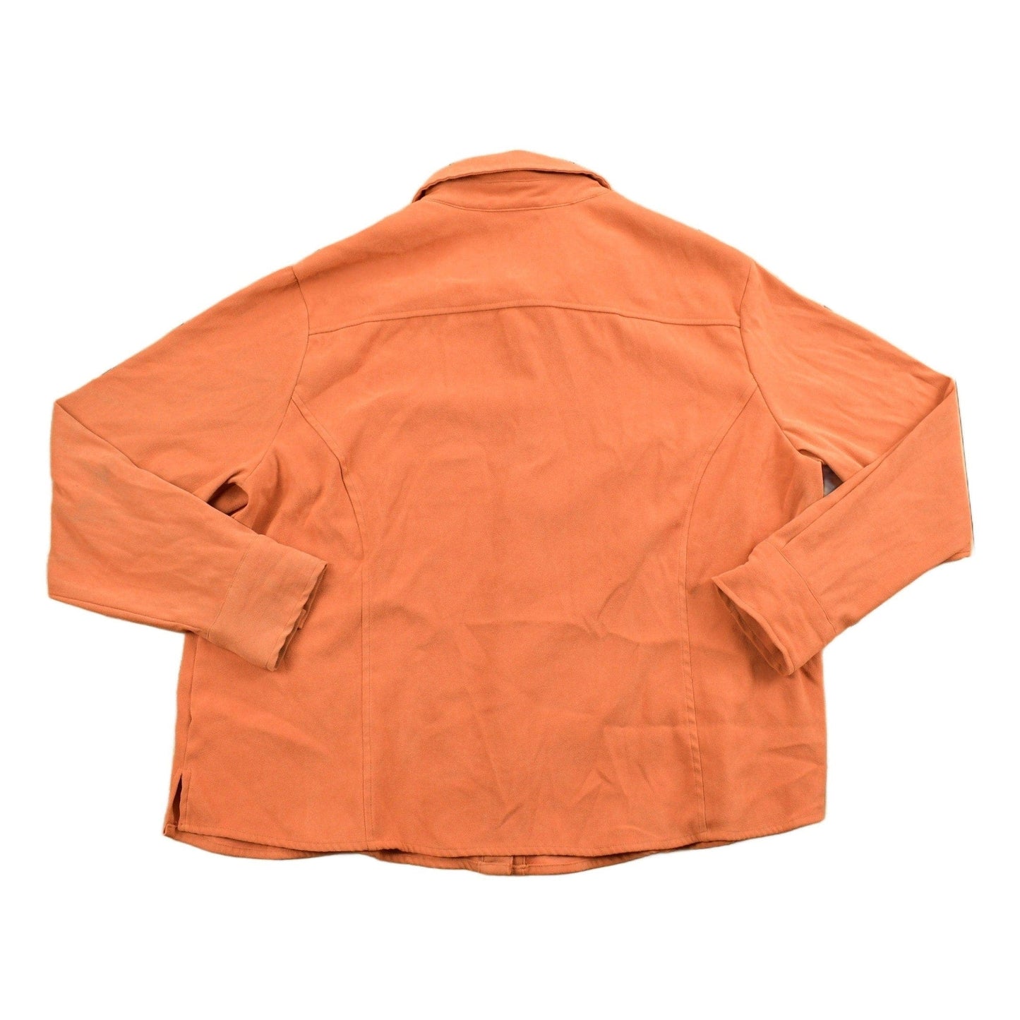 Vintage 1990s Blank Orange Button Up Shirt Men's Large from propervintagecanada