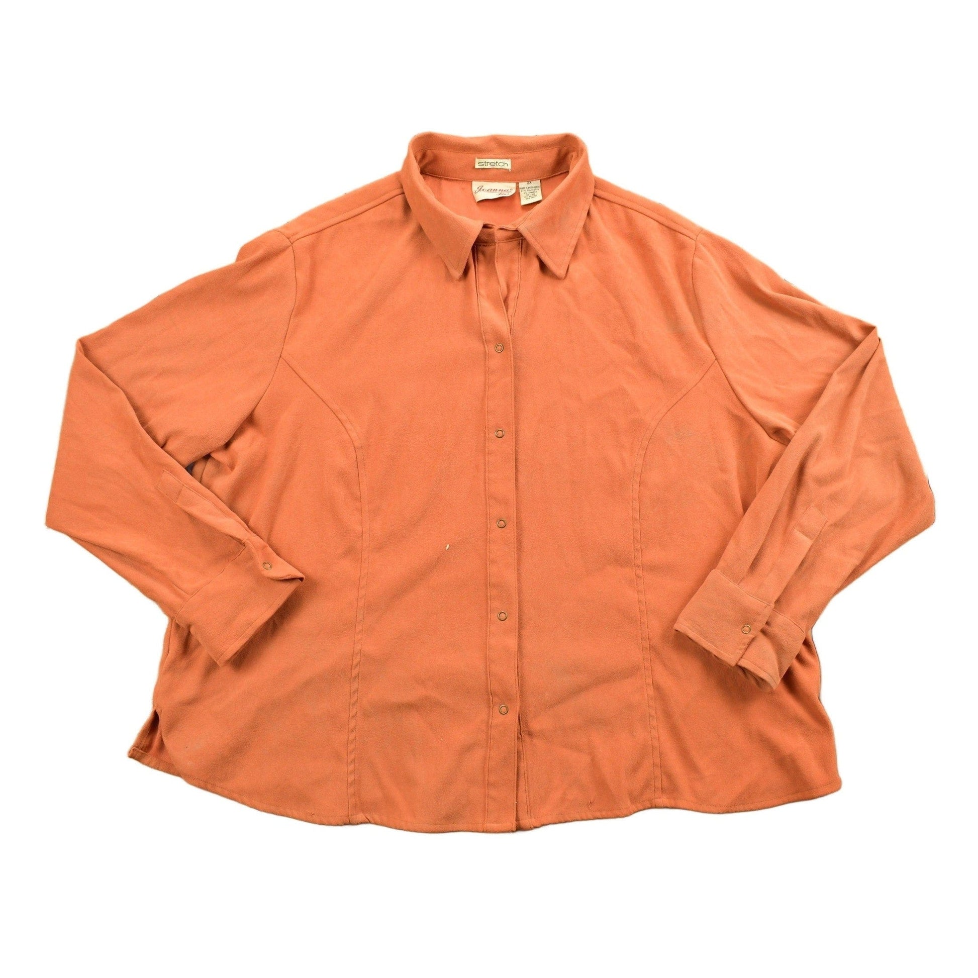 Vintage 1990s Blank Orange Button Up Shirt Men's Large from propervintagecanada